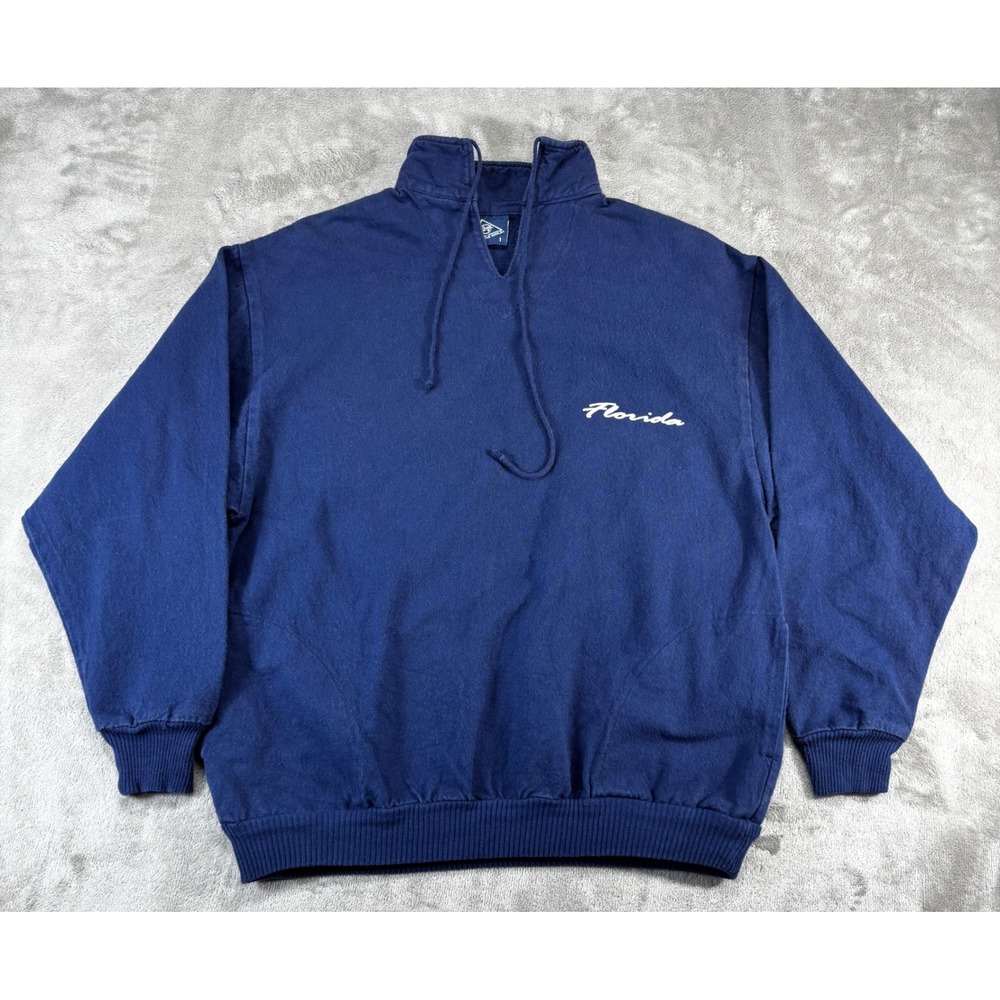 VTG Made in‎ USA WEK THE WORLD Sweatshirt Mens L Blue Excellent Florida Nautical